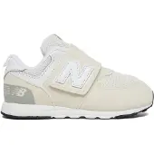 New Balance unisex for kids. NW574V1 574 NEW-B Hook & Loop trainers, white (25.5), Flat, Velcro, Casual, Grey, children's fashion