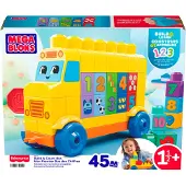 Mega Bloks Bloks First Builders Build & Count Bus Block Toy (45 Pieces) For Toddler - Yellow - ONE SIZE