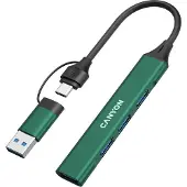 Canyon DS-02 4-in-1 USB-A/C hubi, vihreä USB hub