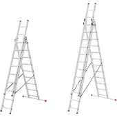 Hailo Portaat yhdistettävissä ProfiStep Combi -lisäaskelsarjan kanssa / alumiini / 3x9 askelmaa