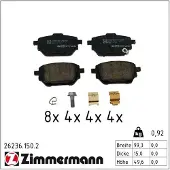 ZIMMERMANN Jarrupalasarja (4kpl), levyjarru 26236.150.2