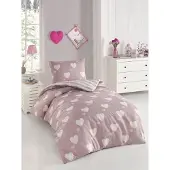 L'essentiel Maison Eponj Pussilakana setti Herz Dusty Rose, 140x200, 2 osaa
