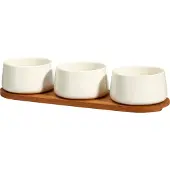 Eh Excellent Houseware 3 keraamisen tarjoilukulhon sarja bambualustalla 32cm