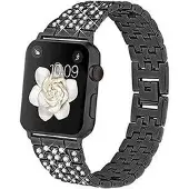 SKALO Teräsranneke Bling Apple Watch Series 11 42mm - Musta