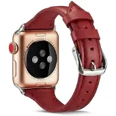 SKALO Kapea nahkaranneke Apple Watch Ultra 3 49mm - Punainen