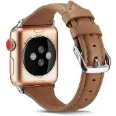 SKALO Kapea nahkaranneke Apple Watch SE 3 40mm - Vaaleanruskea