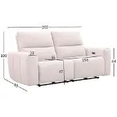 Home4You Lepotuolisohva MATIAS 3-istuttava sähkömekanismilla, vaalean beige