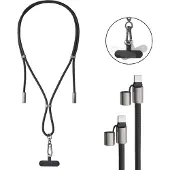 Intenso USB-C Charging Lanyard - Phone Necklace Cable 60W Fast Charging Adjustable Length 1.65 m Nylon black