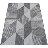 Hobby Hall Kaksipuolinen matto ZARA 16 Grey 120X170 cm, sopii käytettäväksi terassilla tai parvekkeella