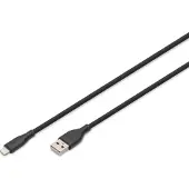 Digitus AK-600108-005-S, 0,5 m, Lightning, USB A, Uros, Uros, Musta