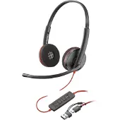 HP Poly poly blackwire 3220 stereo usb-c headset +usb-c/a adapter