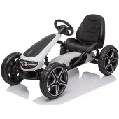 Mercedes Benz Gokart valkoinen polkuauto kumirenkailla
