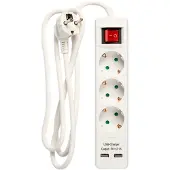 Nordic Quality – 3-osainen pistorasia, maadoitettu, 2xUSB-A (3x1,5mm²), 1,5m (KF-B-03KFU)