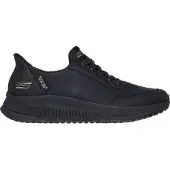 SKECHERS for woman. 117740 Slip-Ins: BOBS Squad 4 - Key Look black Sneakers (41), Flat, Laces, Casual