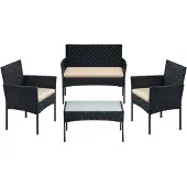 Songmics Puutarhakalustesetti, , 56,5x54,5x81,5 cm, Musta-Taupe.
