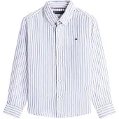 Tommy Hilfiger Linen Blend Striped Shirt Ls - Blue - 176