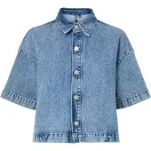 Pieces Sky A-shape Denim Lyhythihainen Paita