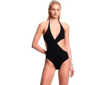 Emporio Armani for woman. EW003274_AF20238 Black Texture swimming costume (XL), Beachwear, Polyester