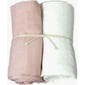 Mini Dreams Musliiniviltti 2-pack, Valkoinen/Vaaleanpunainen