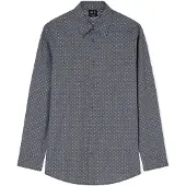Armani Exchange for man. XM002811AF24739FB442 Regular jacquard yarn dyed navy shirt (L), Casual, Cotton, Classic, Long sleeve