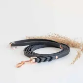 Tyylivoitto BioThane-hihna Braid, musta/ruusukulta