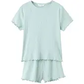 Mango Short Ribbed Pyjama - Green - 11-12