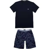 Emporio Armani Lyhyt pyjama tummansininen / musta / valkoinen