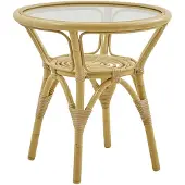 Sika-Design Tony sivupöytä jossa lasikansi muovirattanikko Nature