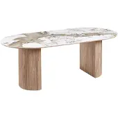 Ebuy24 Ruokapöytä Athens, 100x210x76 cm, valkoinen, ruskea, keramiikka