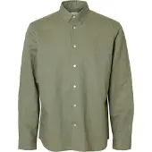 Selected Slmregclay Linenblend Ls Shirt Cla Noos - Khaki green - M