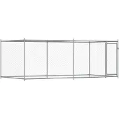 vidaXL Koiranhäkki ovella harmaa 4x2x1,5 m teräs