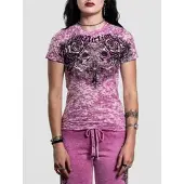 Affliction Forgotten Burn Out Baby T-Paita pinkki, XS