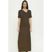 Soft Rebels Srella Drape Dress - Brown - XS
