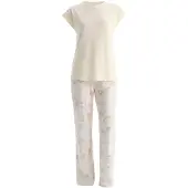 Dagi Pyjama vaaleankeltainen / vaaleanoranssi / offwhite