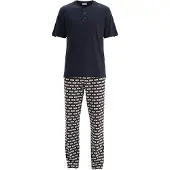 Dagi Pitkä pyjama laivastonsininen / ruskea / vaaleanharmaa / offwhite