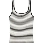 Calvin Klein Striped Monologo Scoop Nk Rib Ta - Black - S