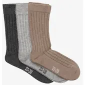 Minymo Wool Socks - Rib 3-Pack - Grey - 31-34