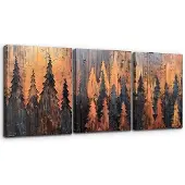 Nikcorp Abstrakti kultainen metsä taulusetti 3-osainen 40x58 cm, 40x58 cm