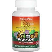 NaturesPlus Animal Parade D3-vitamiini (500 IU) – sokeriton - 90 purutablettia