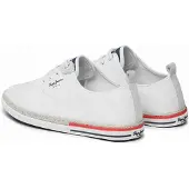 Pepe Jeans for man. PMS30915 Canvas Blucher Sneakers white (41), Fabric, Flat, Laces, Casual