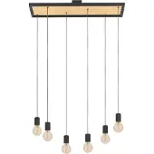 Eglo Consett 6-os 6x40W 78x25cm vaalea puu/musta riippuvalaisin