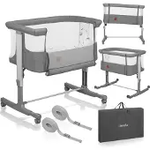 Lionelo Aurora Sivuvaunusänky 3-in-1, Grey Concrete