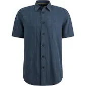 PME Legend Paita 'Shirt with short sleeves and check texture' tummansininen