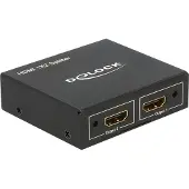DeLOCK – HDMI-jakaja, 1 sisääntulo ja 2 ulostuloa, 4K 30Hz, musta (87701)