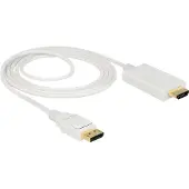 DeLOCK – Cable Displayport 1.2 male > High Speed HDMI-A male passive 4K 2 m white (83818)