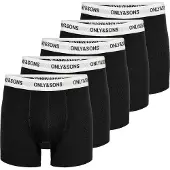 Only & Sons Onsfitz Solid Black Boxer 5-Pack - Black - M