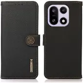 SKALO OnePlus 15 KHAZNEH Aitoa Nahkaa Premium Lompakkokotelo - Musta