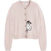 Chinti & Parker Neuletakki 'Sneeky Snoopy' meleerattu pinkki / musta / valkoinen