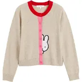 Chinti & Parker Neuletakki 'Miffy Peek' beige / vaaleanpunainen / punainen / valkoinen