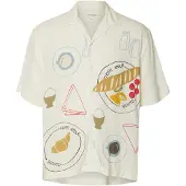 Selected Slhrlxhotel Amour Print Ss Shirt - Cream - XL